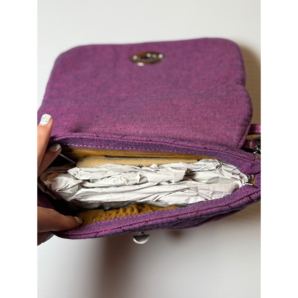 Patricia Nash Bonny Crossbody Bag Dark Pink Quilted Denim Stonewashed New Women - Picture 9 of 13